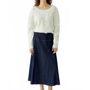 NEW OUI women's a-line skirt in raw denim